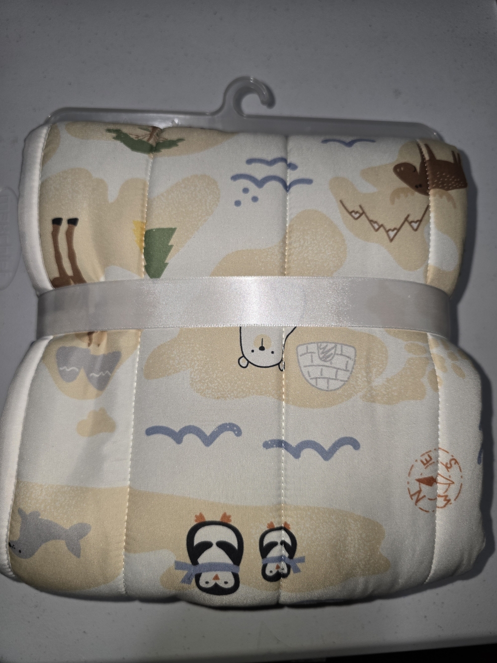 Cream Multicolor Kids Quilt - Topographic & Animal Print - Picture 3 of 4
